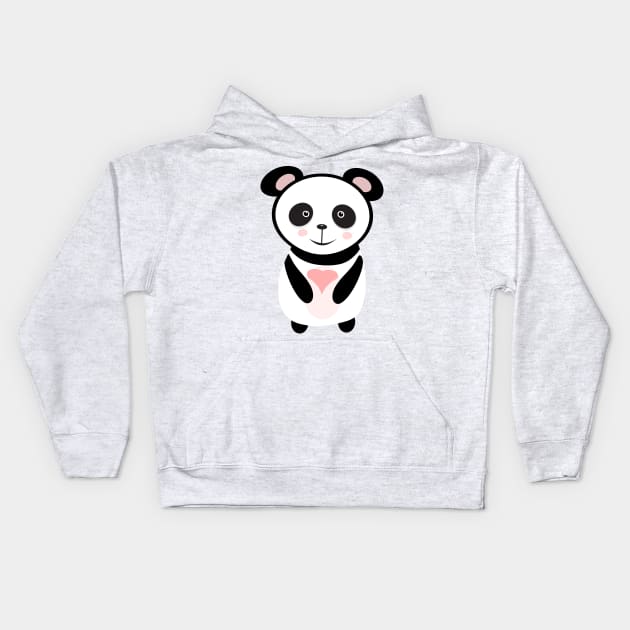 Panda holding love heart Kids Hoodie by Abdydesigns